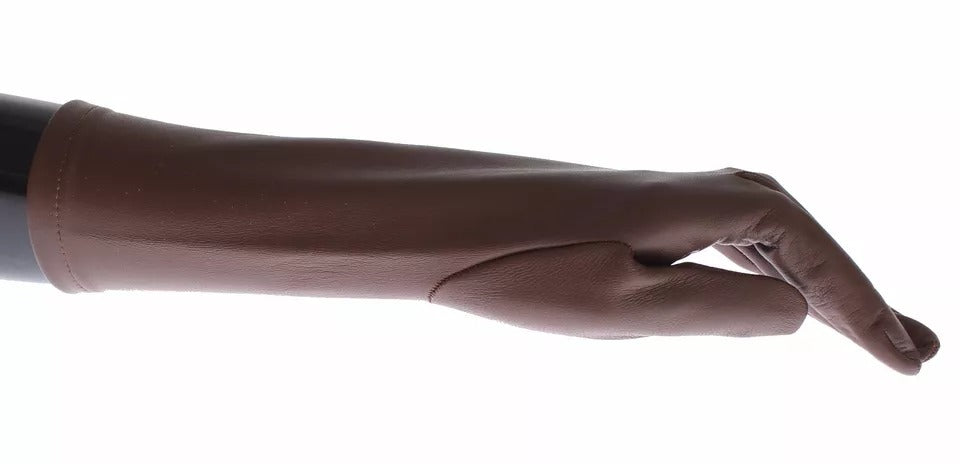 Dolce &amp; Gabbana – Schmale Lederhandschuhe für Damen in Braun