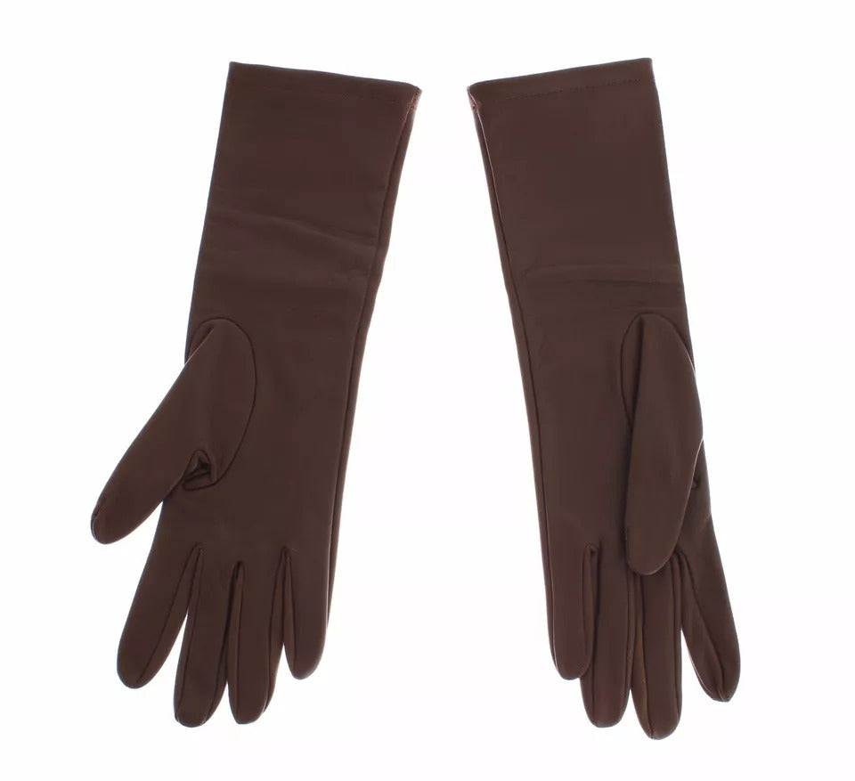 Dolce &amp; Gabbana – Schmale Lederhandschuhe für Damen in Braun