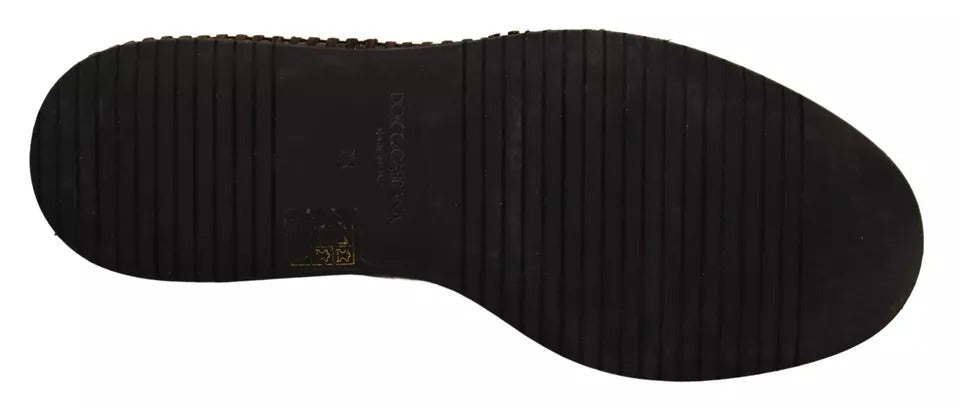 Dolce &amp; Gabbana Beige Mokassins Slipper Leder Herrenschuhe