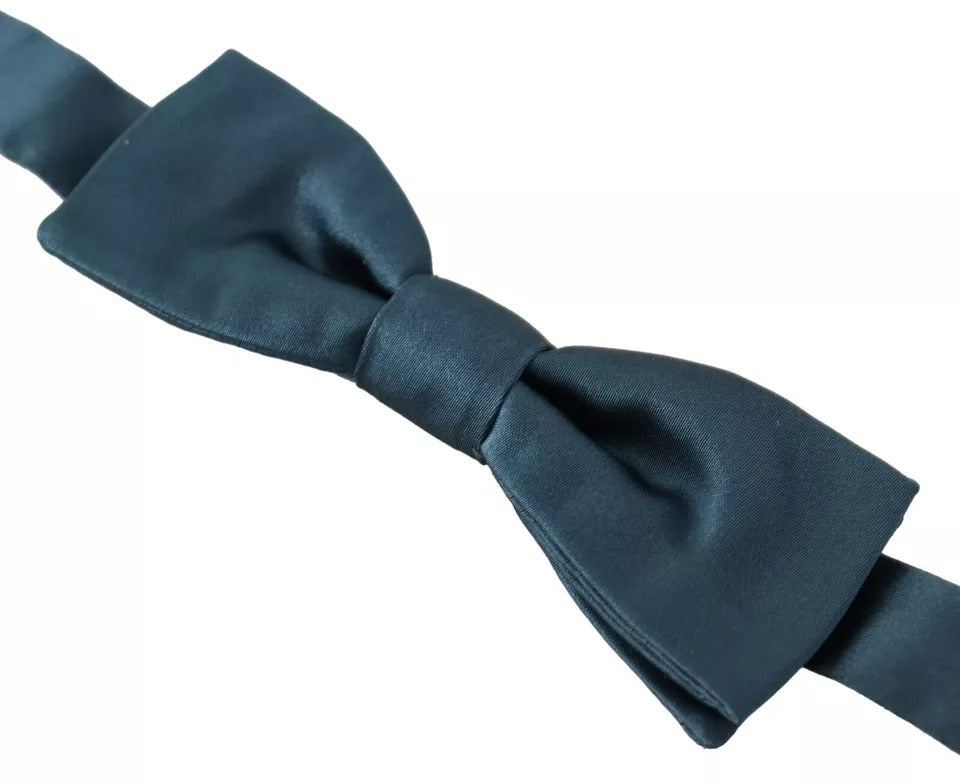 Dolce &amp; Gabbana Blaue Fliege für Herren, 100 % Seide, verstellbarer Hals