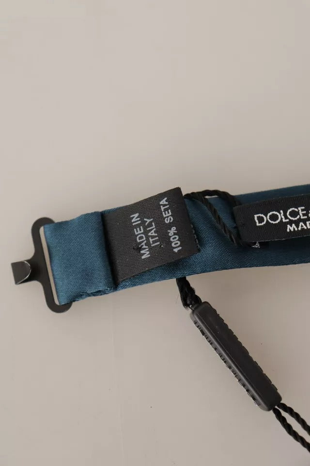 Dolce &amp; Gabbana Blaue Fliege für Herren, 100 % Seide, verstellbarer Hals