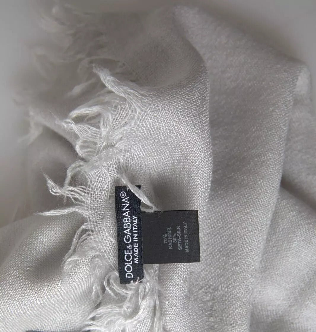 Dolce &amp; Gabbana – Wickelschal aus grauem Kaschmir mit Fransen