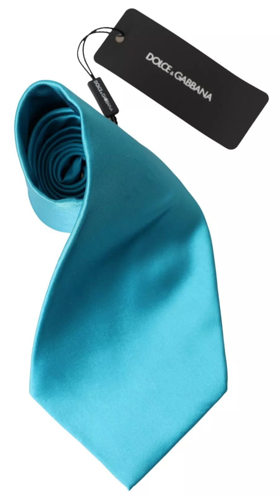 Dolce &amp; Gabbana Hellblaue breite Herrenkrawatte aus 100 % Seide