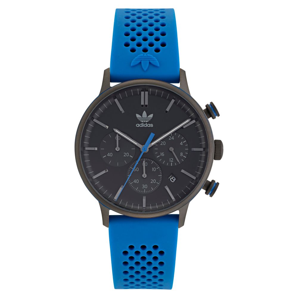 Adidas-Armbanduhr aus blauem Gummi