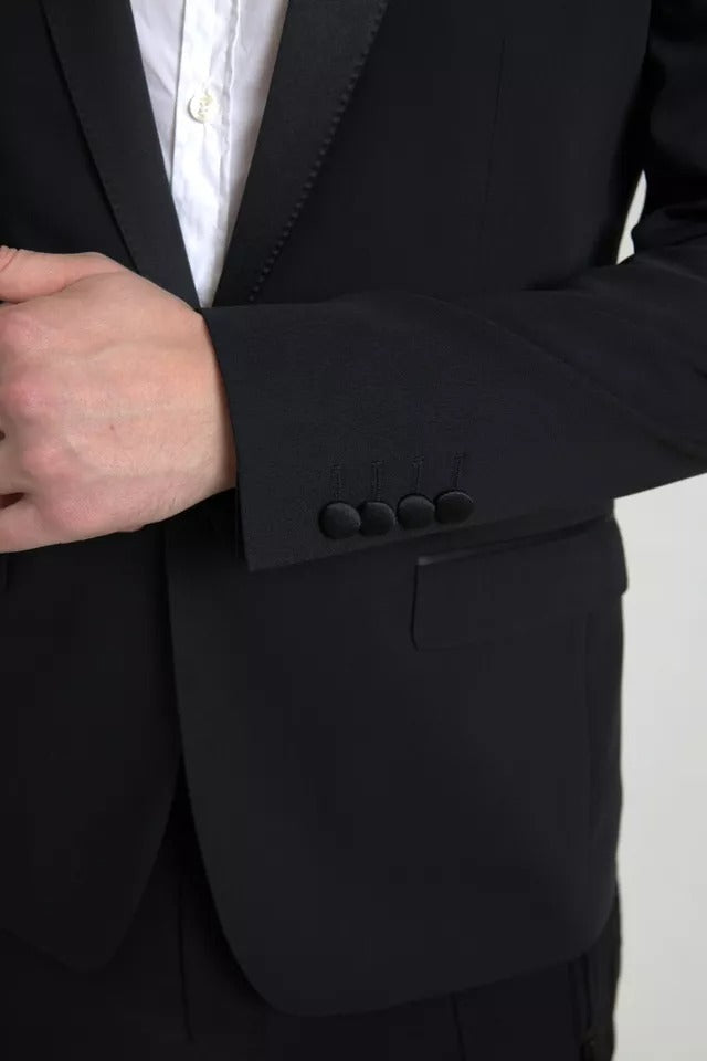 Dolce &amp; Gabbana – Einreihiger MARTINI-Blazer aus schwarzer Wolle