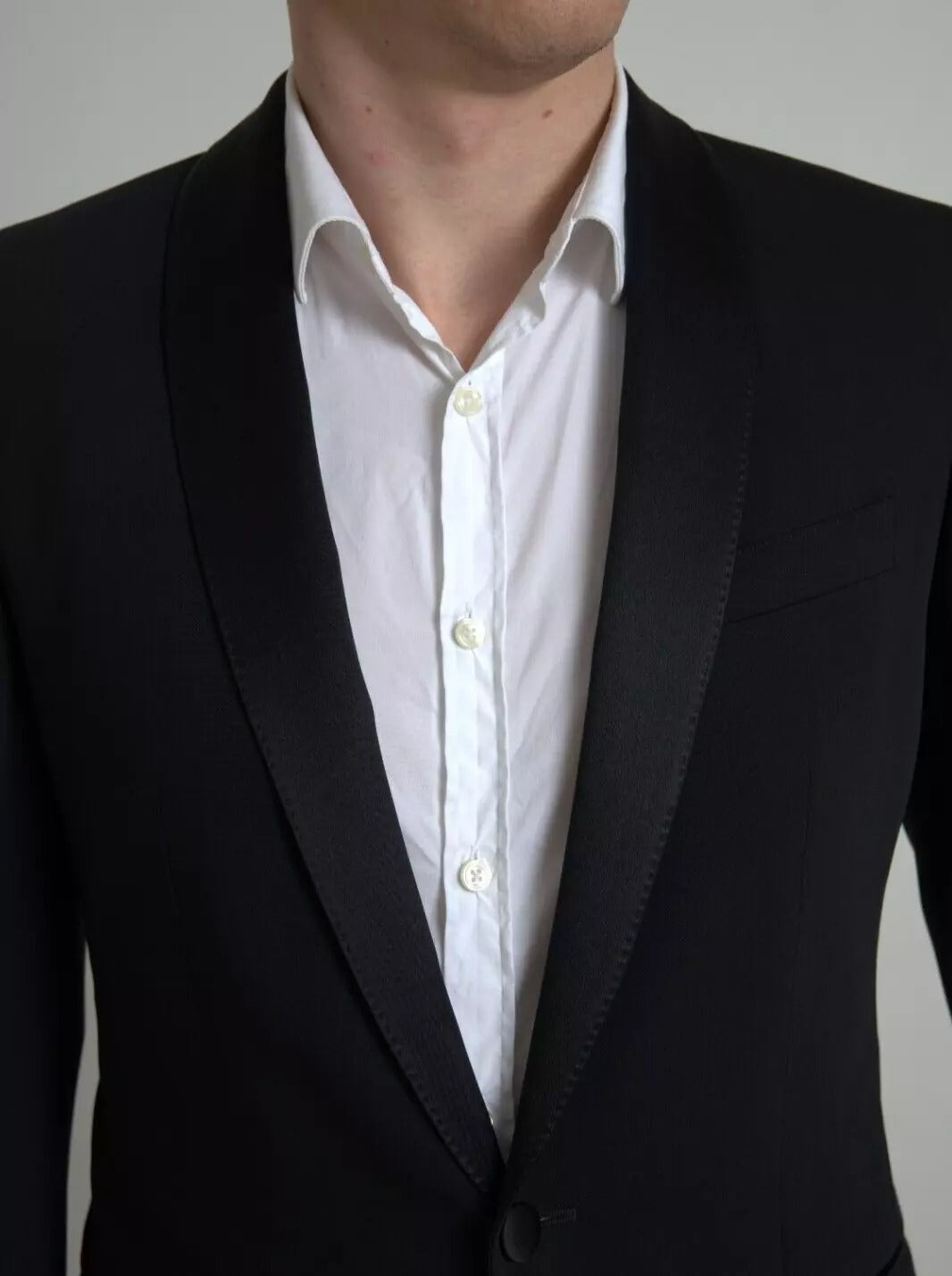 Dolce &amp; Gabbana – Einreihiger MARTINI-Blazer aus schwarzer Wolle