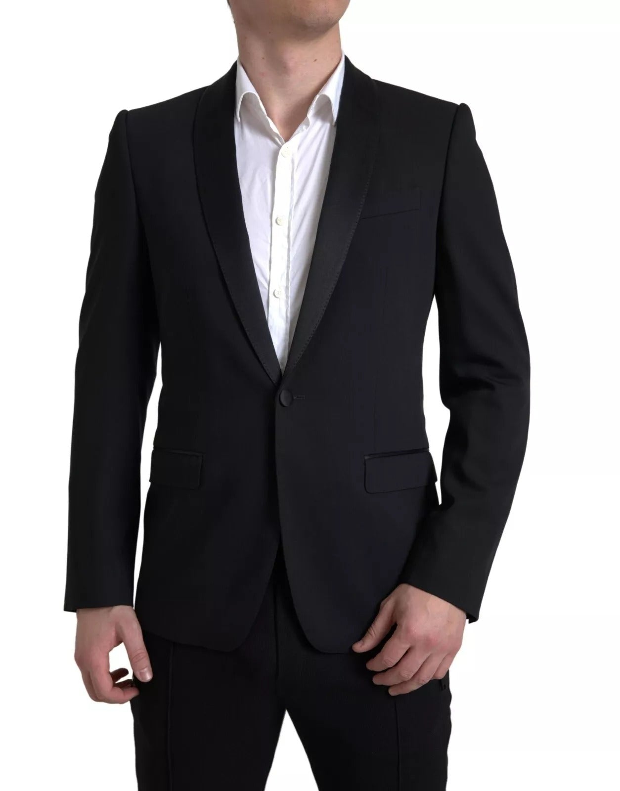 Dolce &amp; Gabbana – Einreihiger MARTINI-Blazer aus schwarzer Wolle