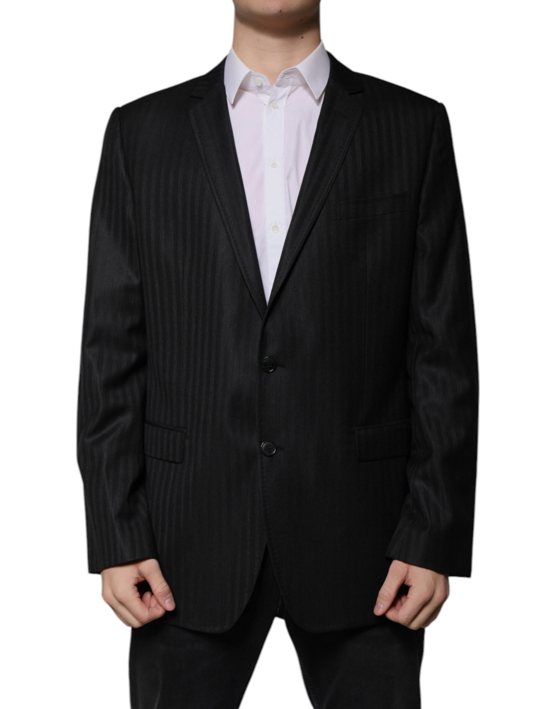 Dolce &amp; Gabbana – Einreihiger Blazer aus Wolle mit schwarzen Streifen