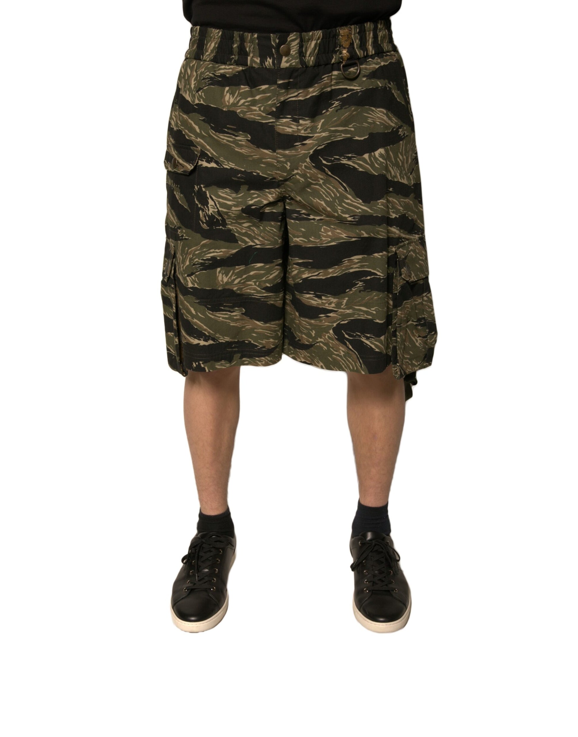 Dolce &amp; Gabbana – Bermudashorts aus Baumwolle mit Schwarz-Gold-Muster