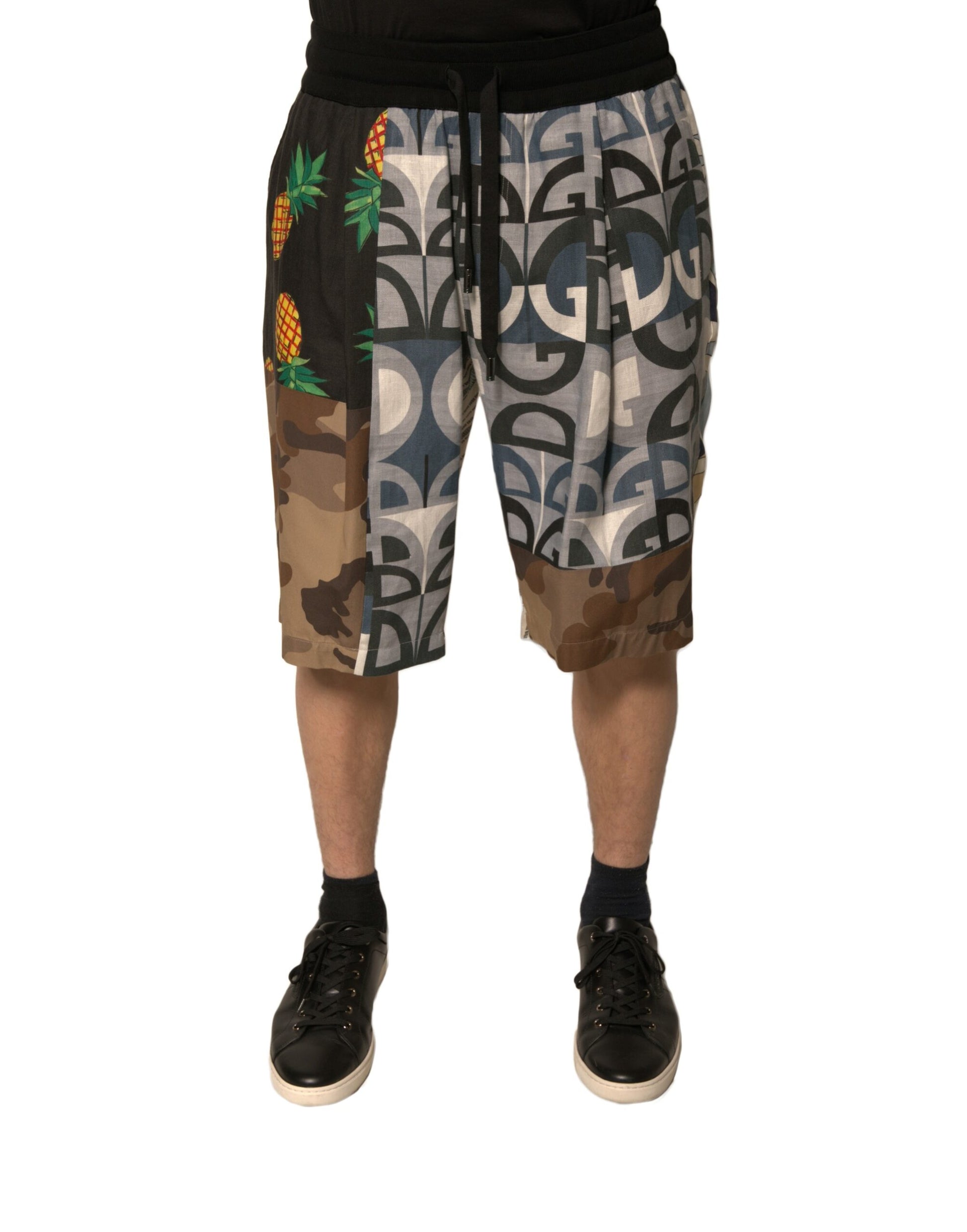 Dolce &amp; Gabbana Mehrfarbige Patchwork-Bermudashorts aus Leinen