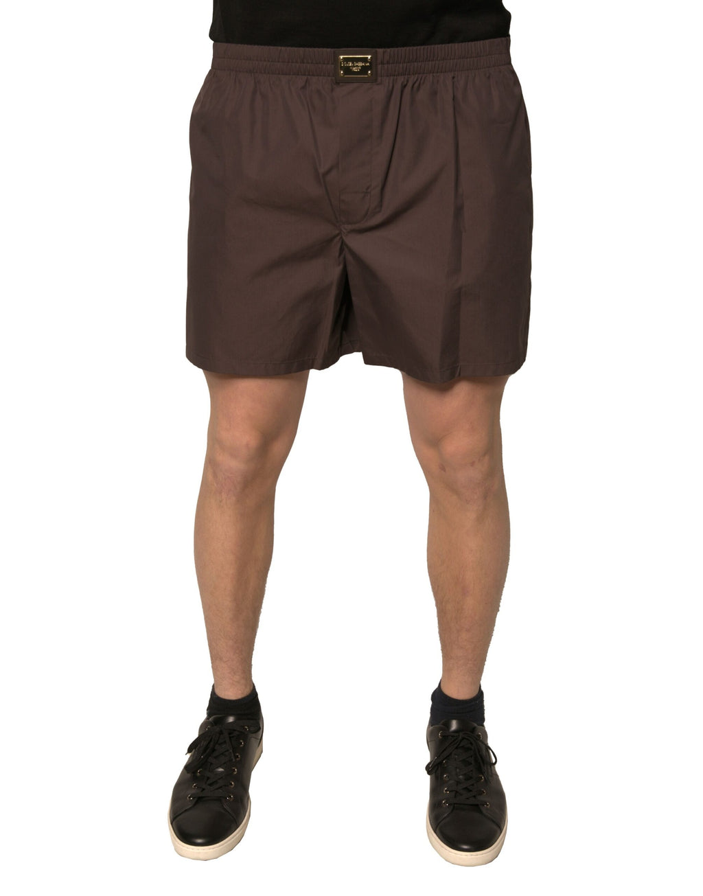 Dolce &amp; Gabbana Herren-Shorts mit mittlerer Taille aus brauner Baumwollmischung