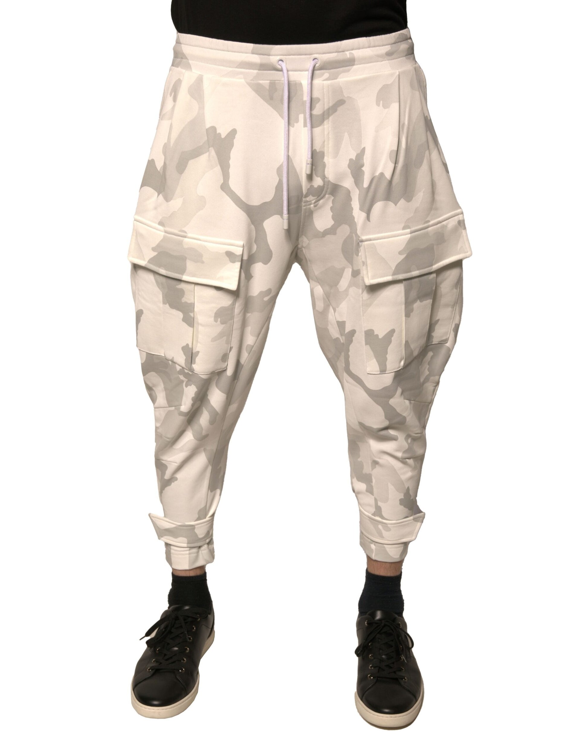 Dolce &amp; Gabbana – Weiße Cargo-Jogginghose mit Camouflage-Muster