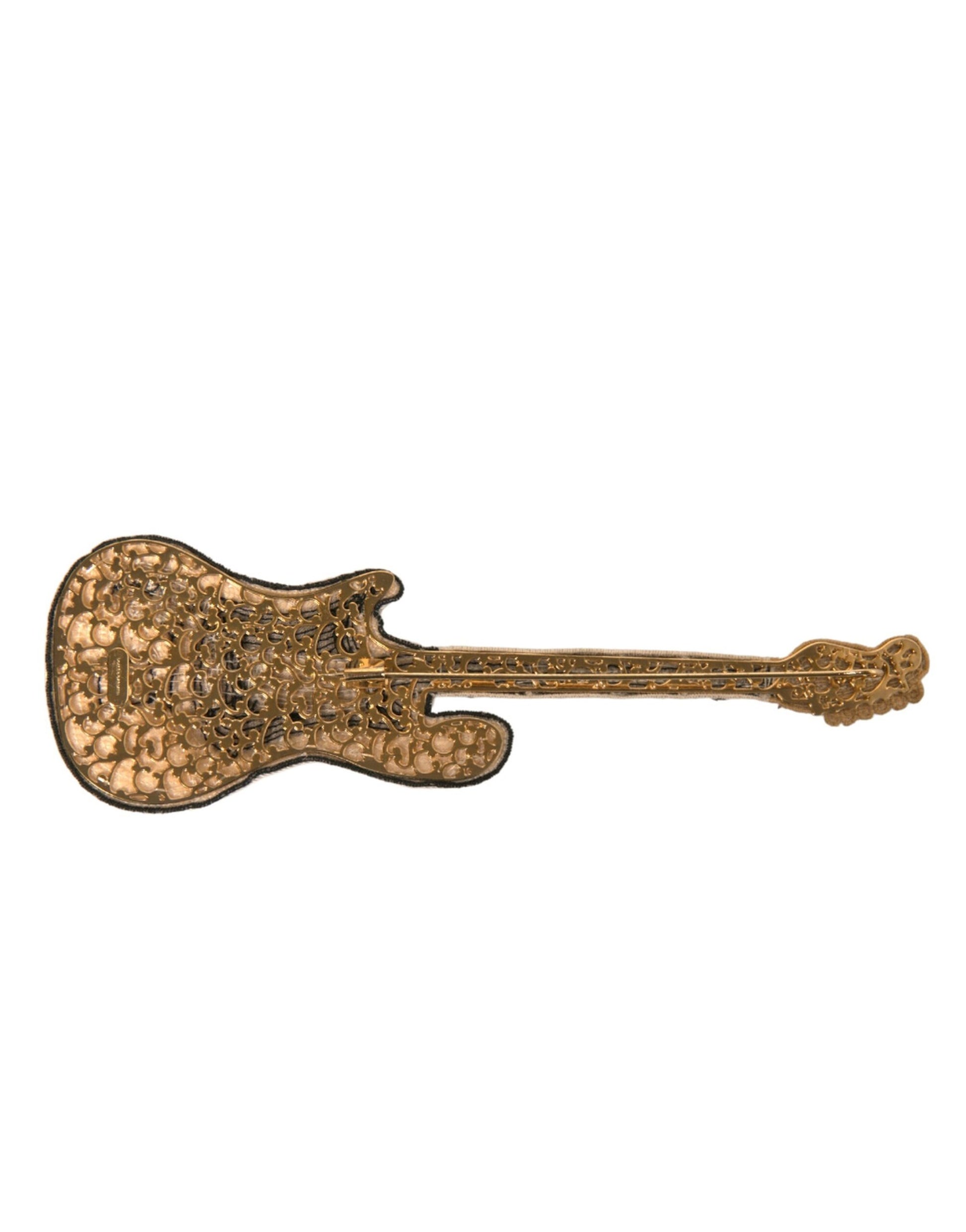 Dolce &amp; Gabbana – Gitarren-Brosche mit Perlen aus goldenem Messing