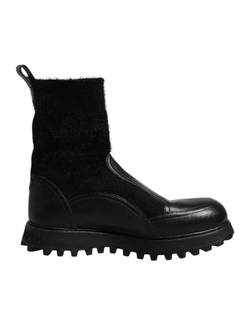 Dolce &amp; Gabbana – Schwarze Stiefeletten mit DG-Logo und Pferdesocken