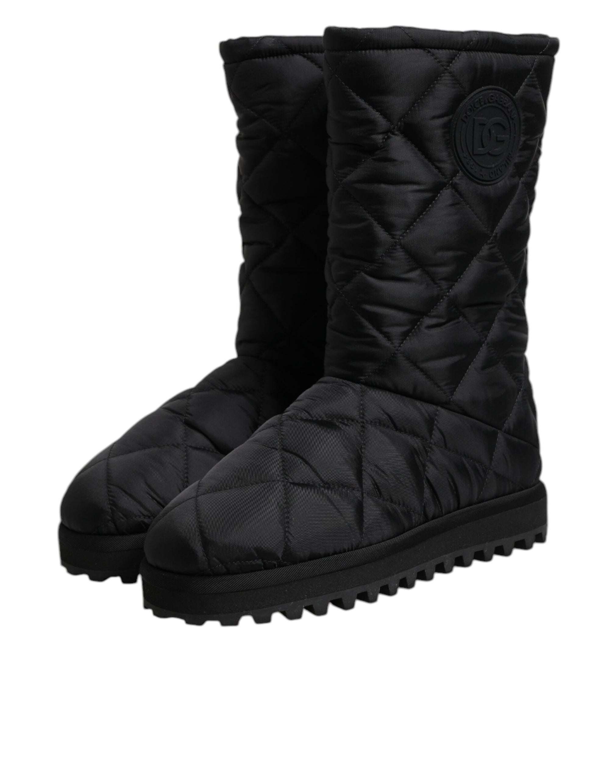 Dolce &amp; Gabbana – Winterschuhe aus gepolstertem Polyester mit halbhoher Wadenpartie in Schwarz