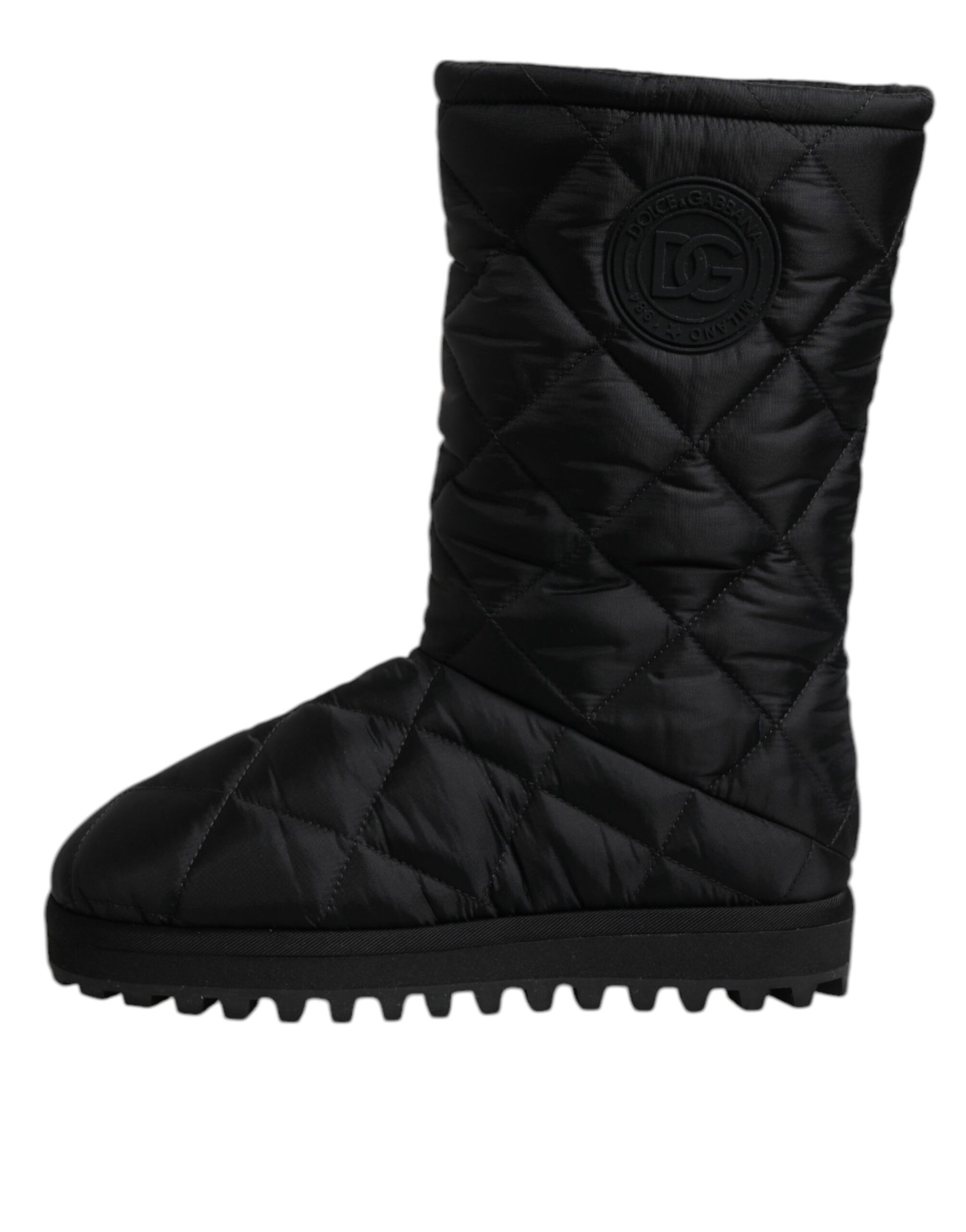 Dolce &amp; Gabbana – Winterschuhe aus gepolstertem Polyester mit halbhoher Wadenpartie in Schwarz
