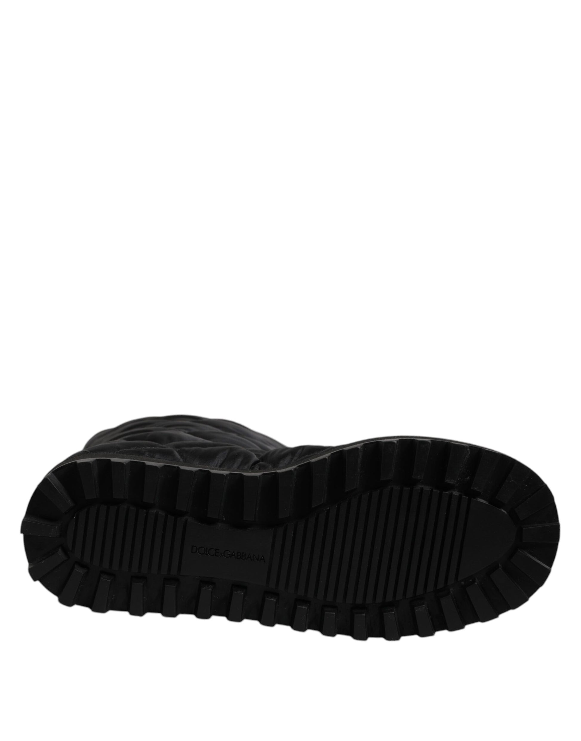 Dolce &amp; Gabbana – Winterschuhe aus gepolstertem Polyester mit halbhoher Wadenpartie in Schwarz