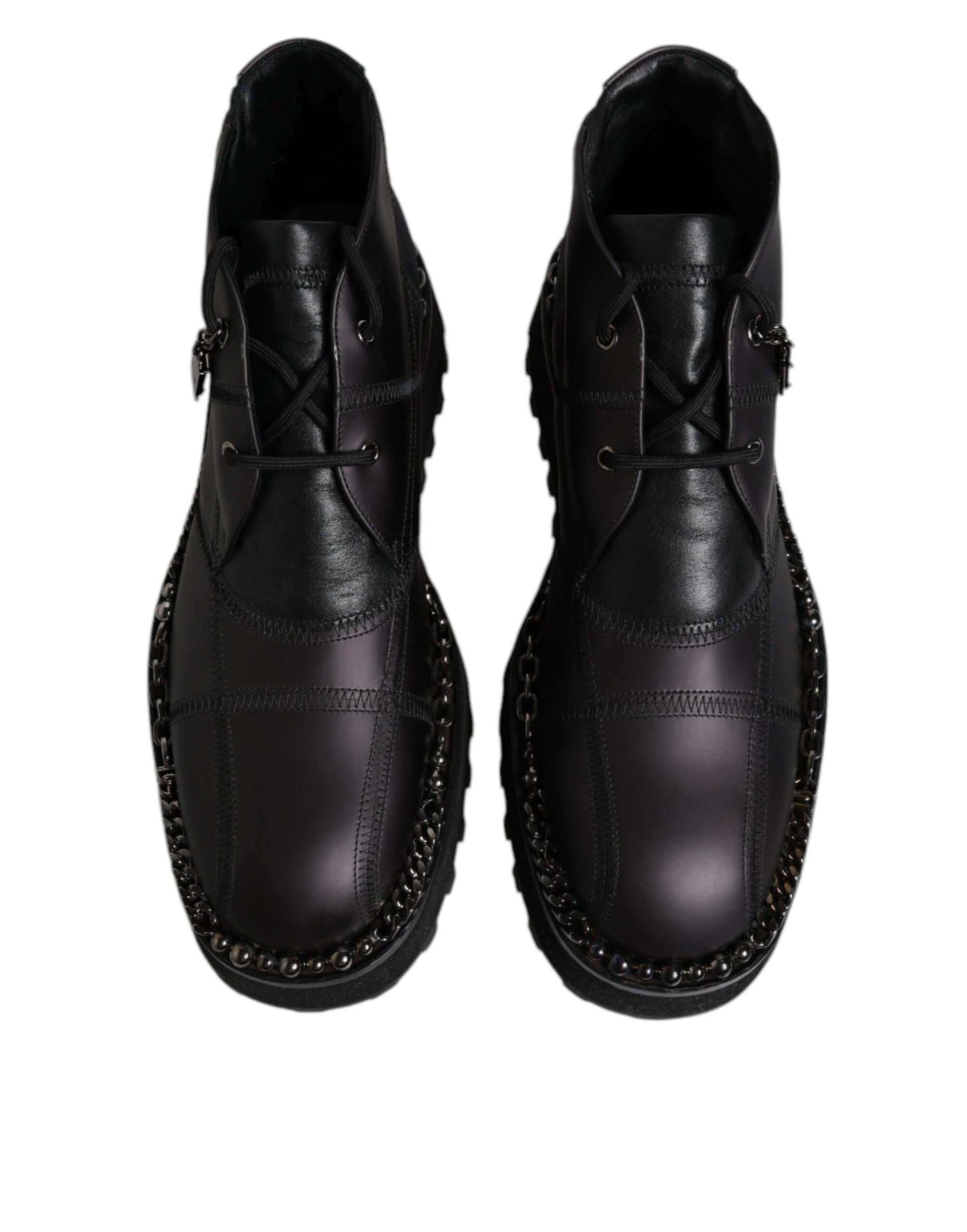 Dolce &amp; Gabbana – Schwarze Ankle Boots aus Leder mit Schnürung