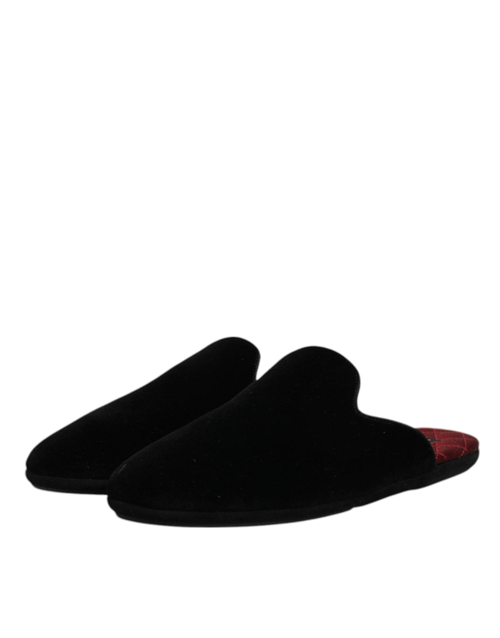 Dolce &amp; Gabbana – Flache Slipper aus schwarzem Viskosesamt