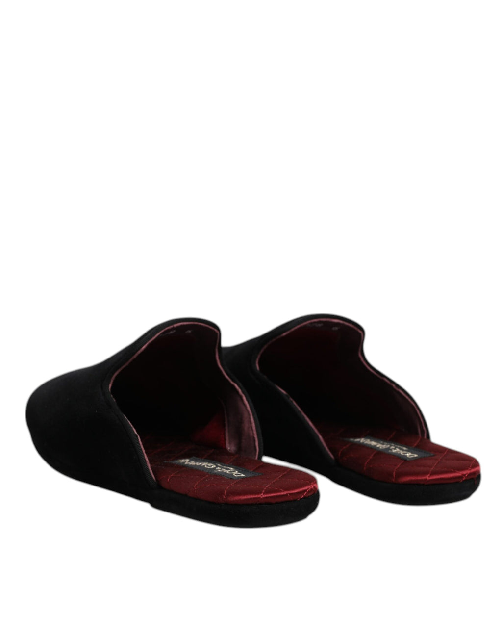 Dolce &amp; Gabbana – Flache Slipper aus schwarzem Viskosesamt