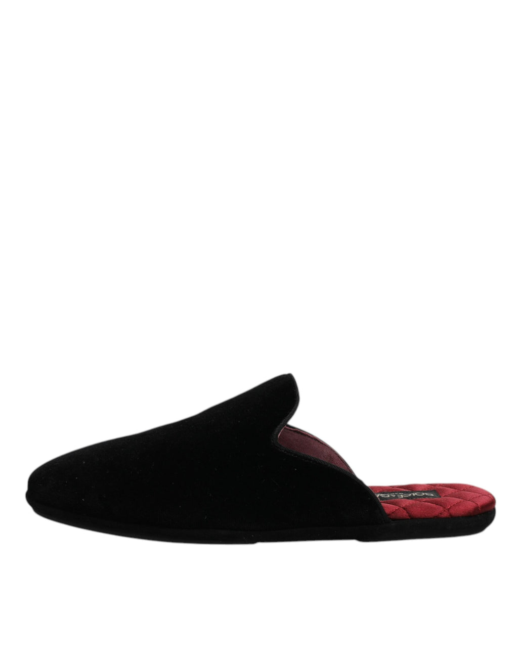Dolce &amp; Gabbana – Flache Slipper aus schwarzem Viskosesamt