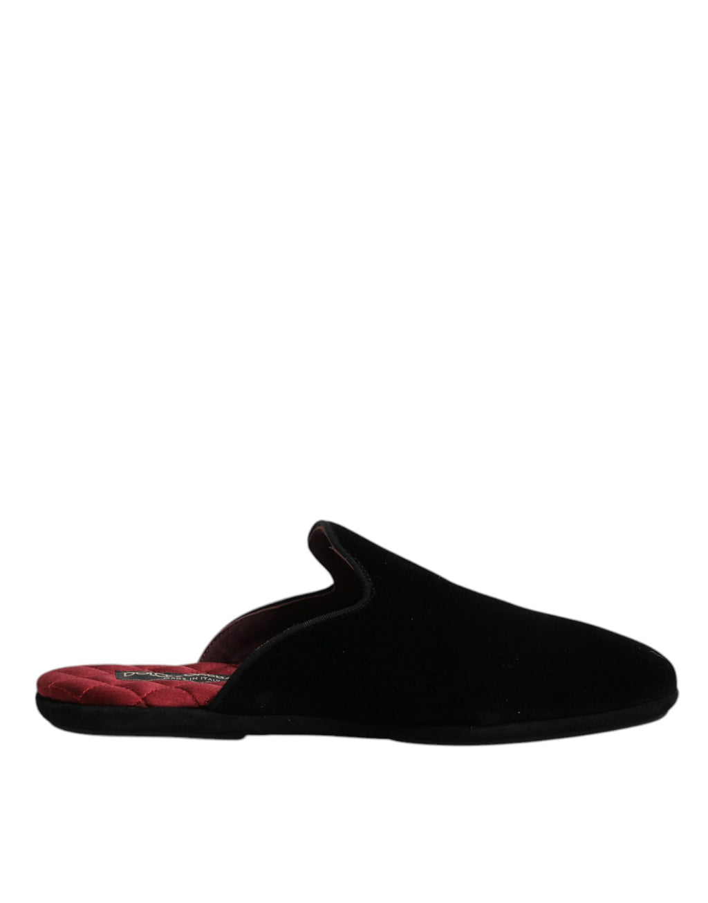 Dolce &amp; Gabbana – Flache Slipper aus schwarzem Viskosesamt