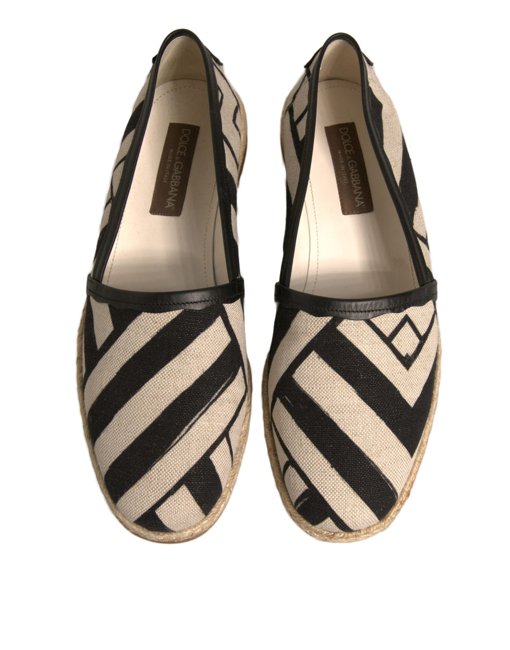 Dolce &amp; Gabbana – Espadrilles zum Hineinschlüpfen mit schwarzen und weißen Streifen