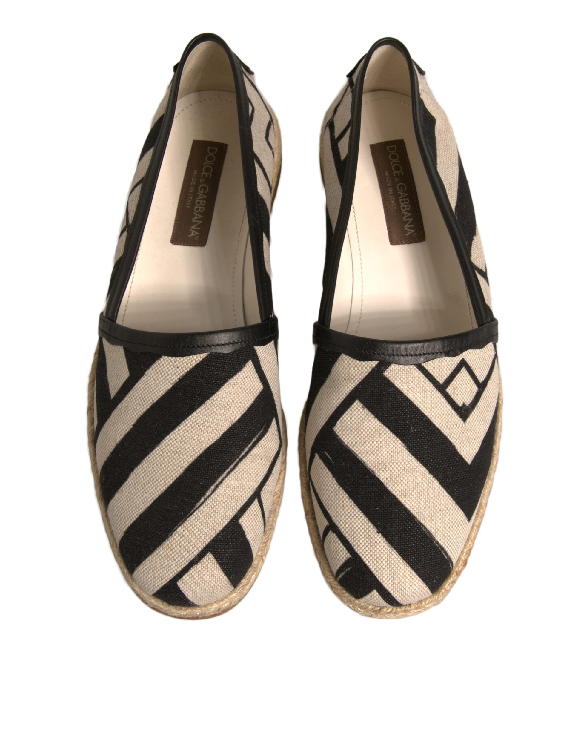 Dolce &amp; Gabbana – Espadrilles zum Hineinschlüpfen mit schwarzen und weißen Streifen