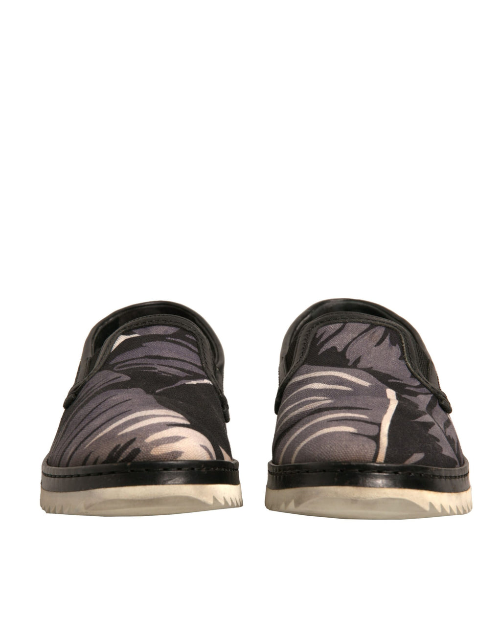 Dolce &amp; Gabbana – Slipper aus schwarzem Canvas mit tropischem Print