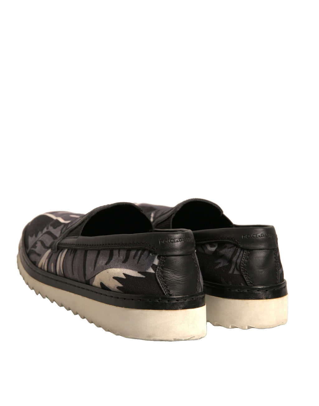Dolce &amp; Gabbana – Slipper aus schwarzem Canvas mit tropischem Print