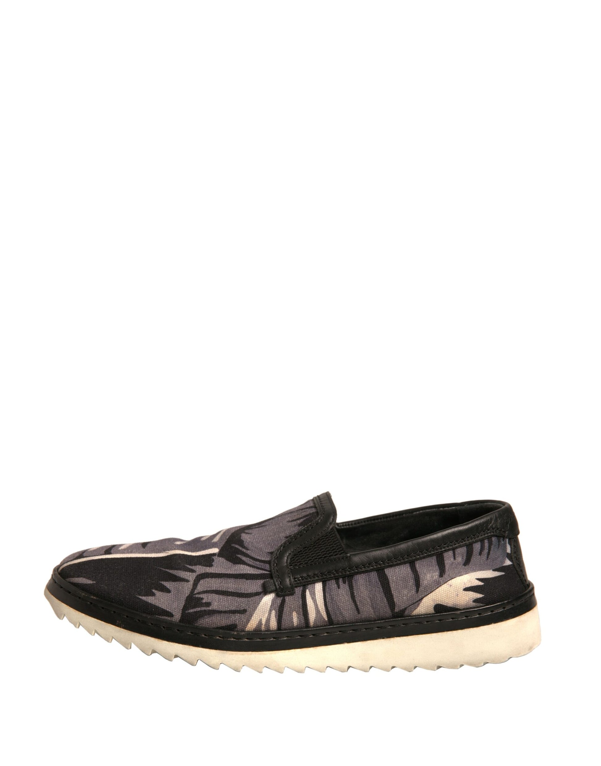 Dolce &amp; Gabbana – Slipper aus schwarzem Canvas mit tropischem Print