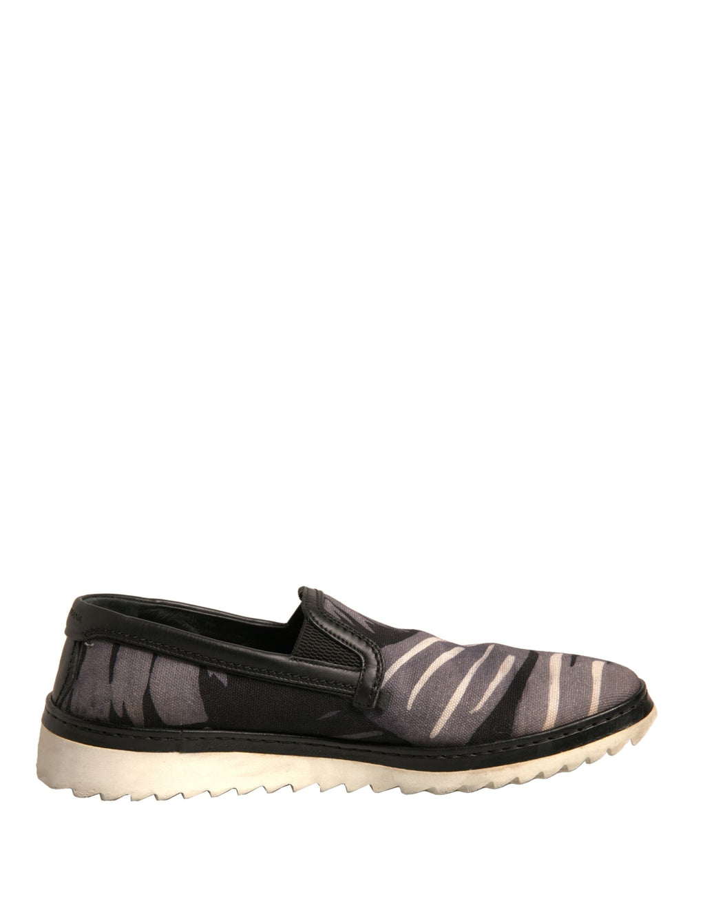 Dolce &amp; Gabbana – Slipper aus schwarzem Canvas mit tropischem Print