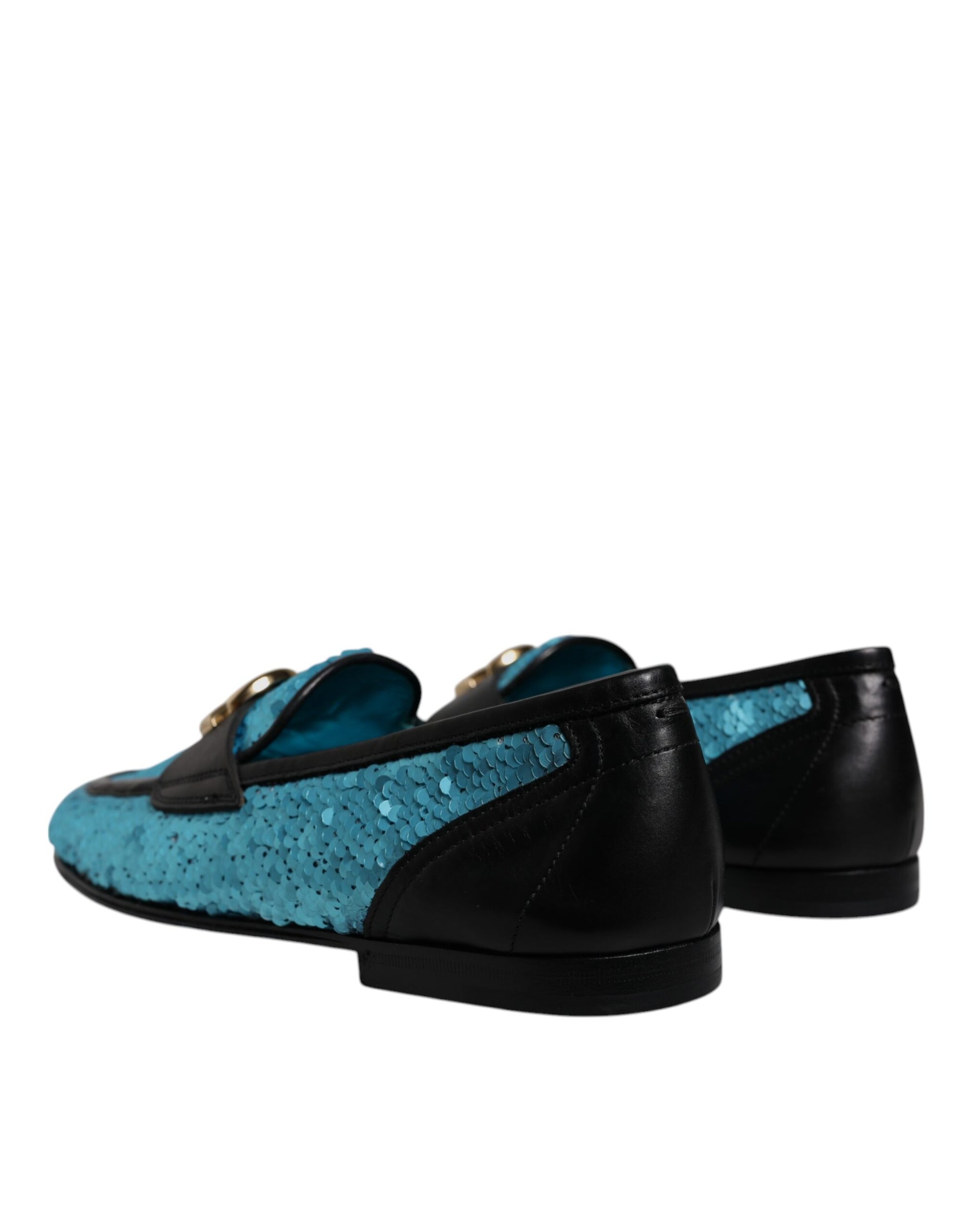 Dolce &amp; Gabbana – Blaue Loafer mit Pailletten, formelle Abendschuhe