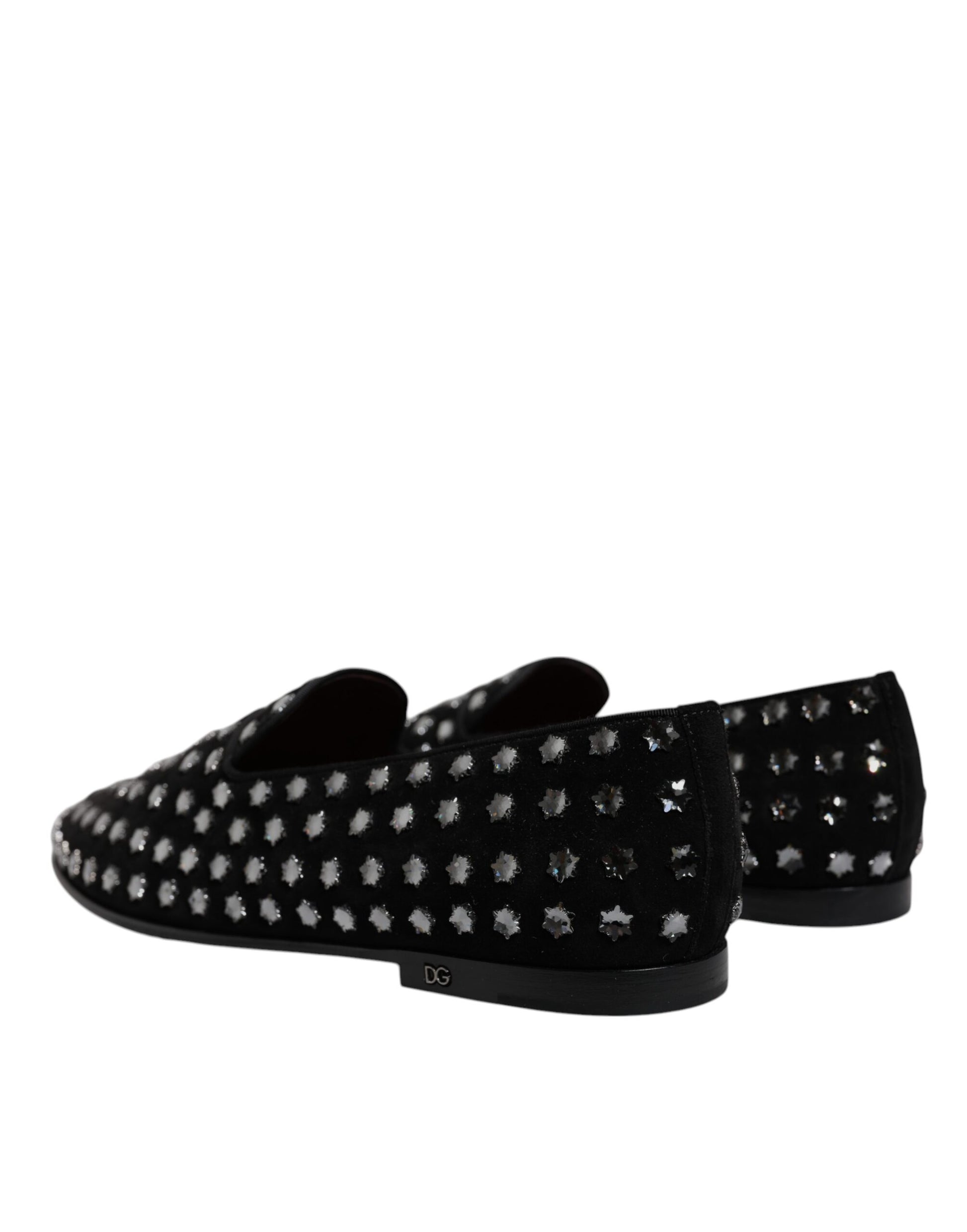Dolce &amp; Gabbana – Schwarze Loafer mit Kristallverzierung