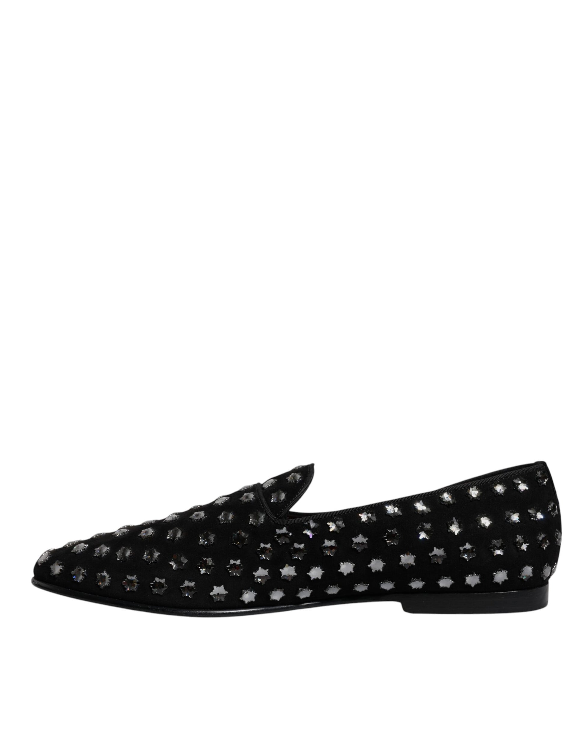 Dolce &amp; Gabbana – Schwarze Loafer mit Kristallverzierung
