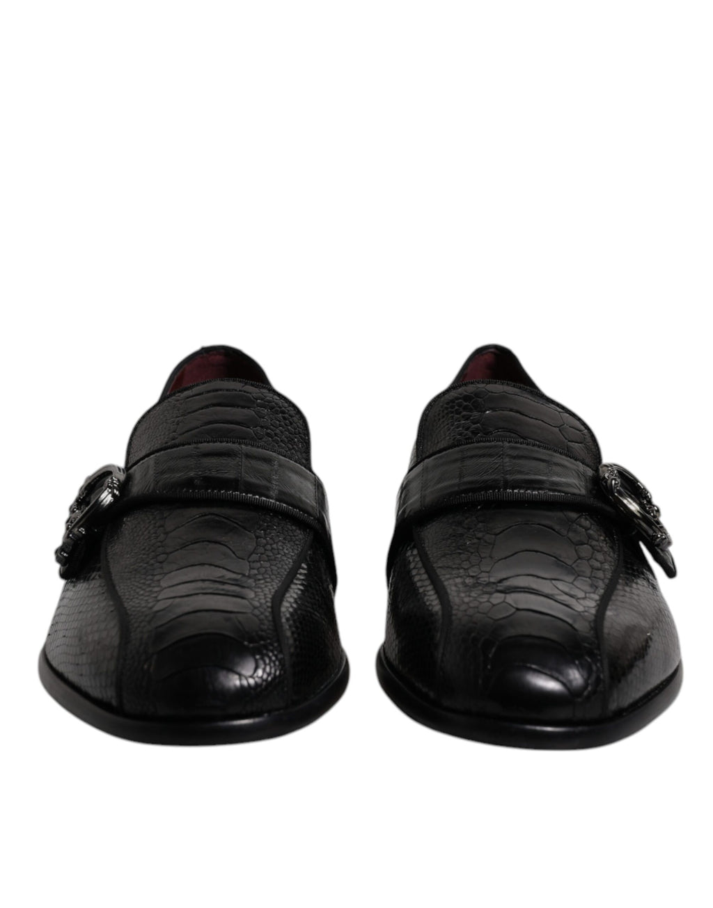 Dolce &amp; Gabbana – Loafer aus exotischem Leder mit DG-Logo, schwarze Abendschuhe