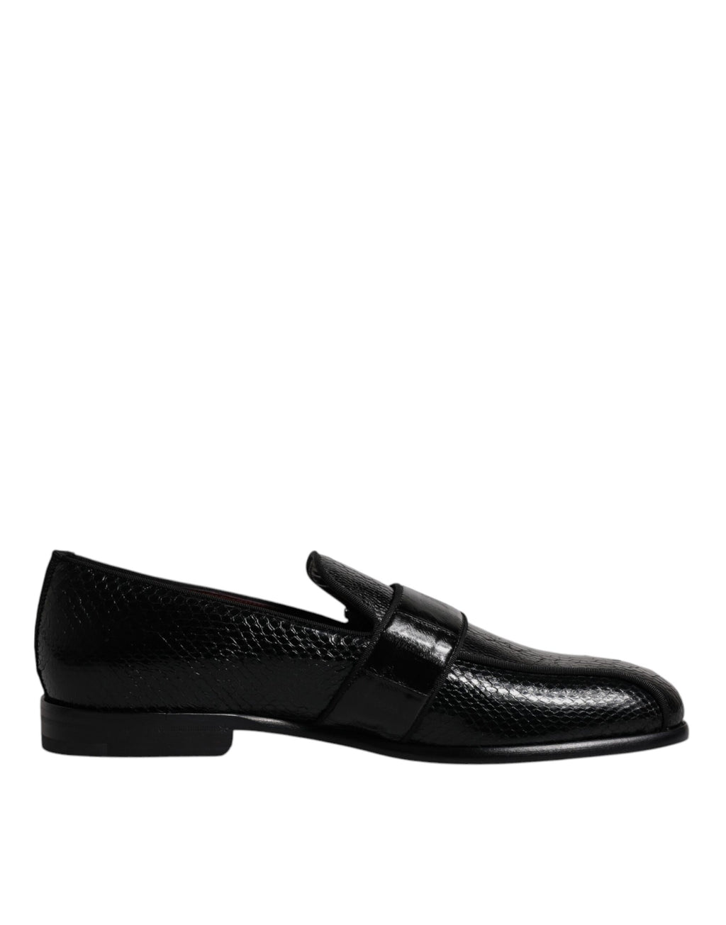 Dolce &amp; Gabbana – Loafer aus exotischem Leder mit DG-Logo, schwarze Abendschuhe