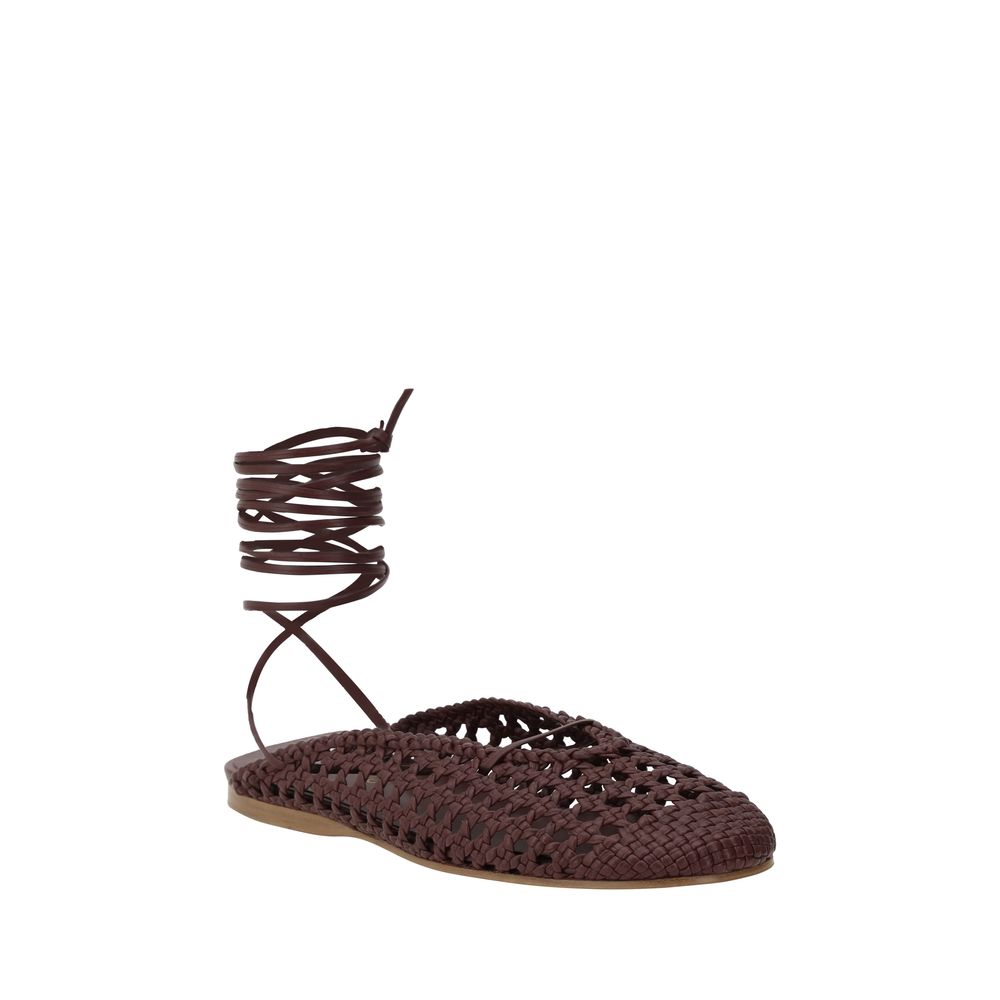 Forte_Forte Mules aus Leder mit Netzeffekt