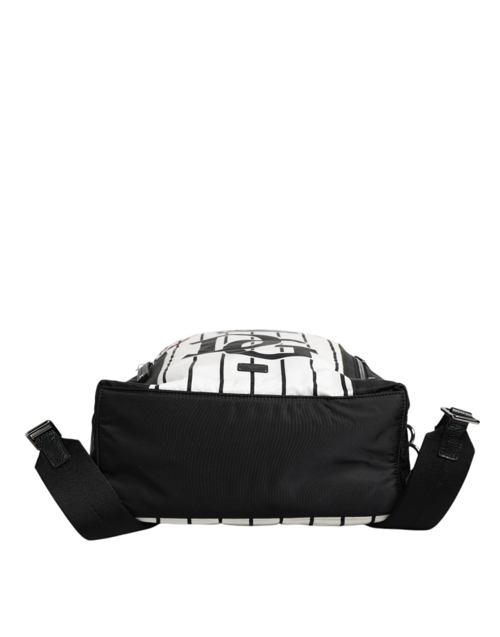 Dolce &amp; Gabbana Schwarz Weiß Vulcano Royal King Print Männer Rucksack Tasche