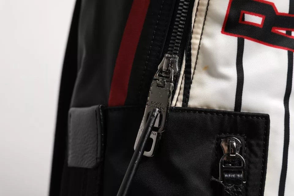 Dolce &amp; Gabbana Schwarz Weiß Vulcano Royal King Print Männer Rucksack Tasche
