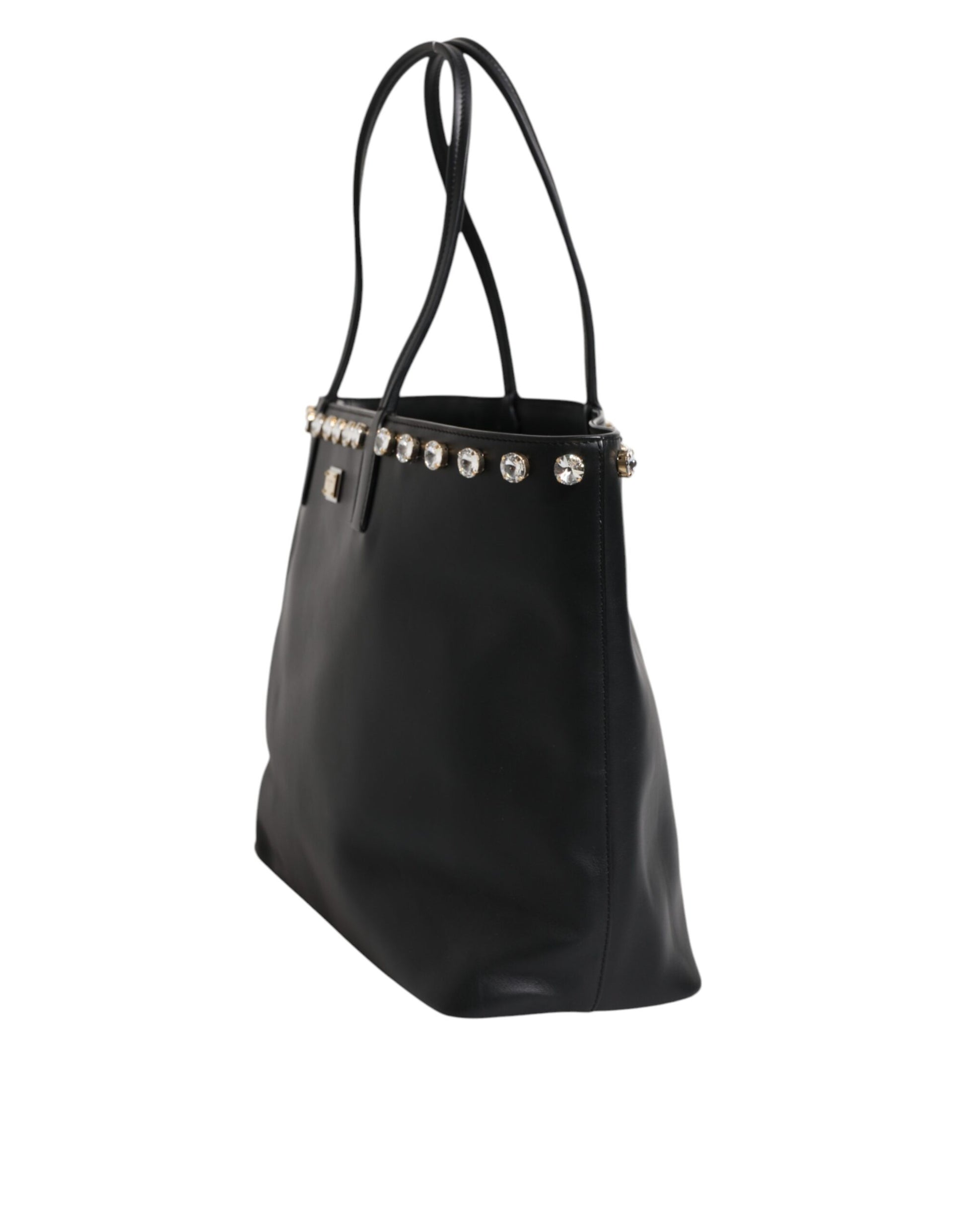 Dolce &amp; Gabbana Schwarze Einkaufstasche aus Kristallleder für Damen