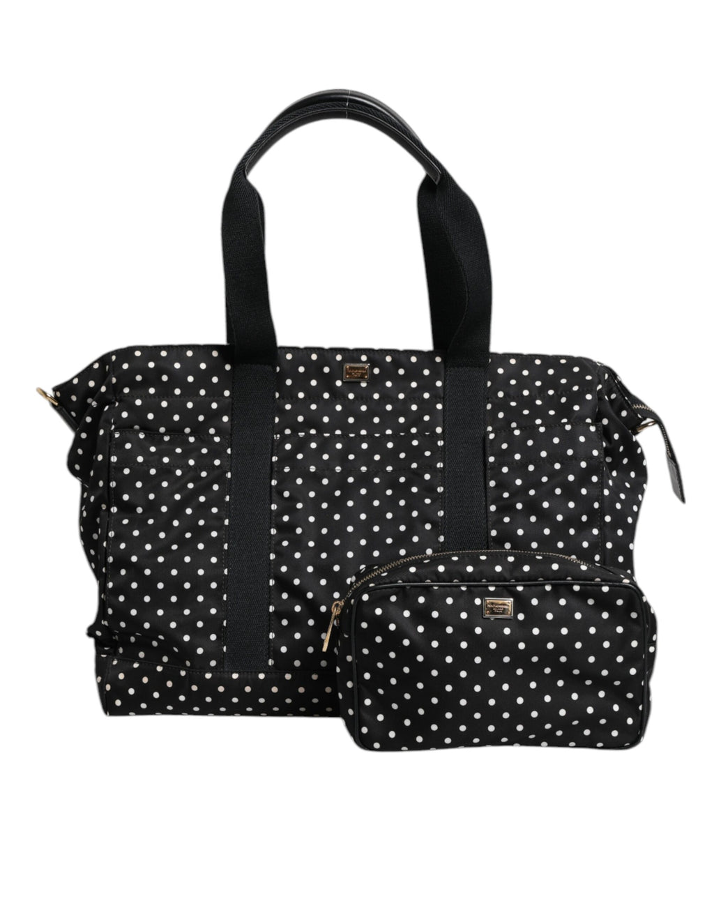 Dolce &amp; Gabbana – Wickeltasche aus Nylon mit schwarzen Punkten