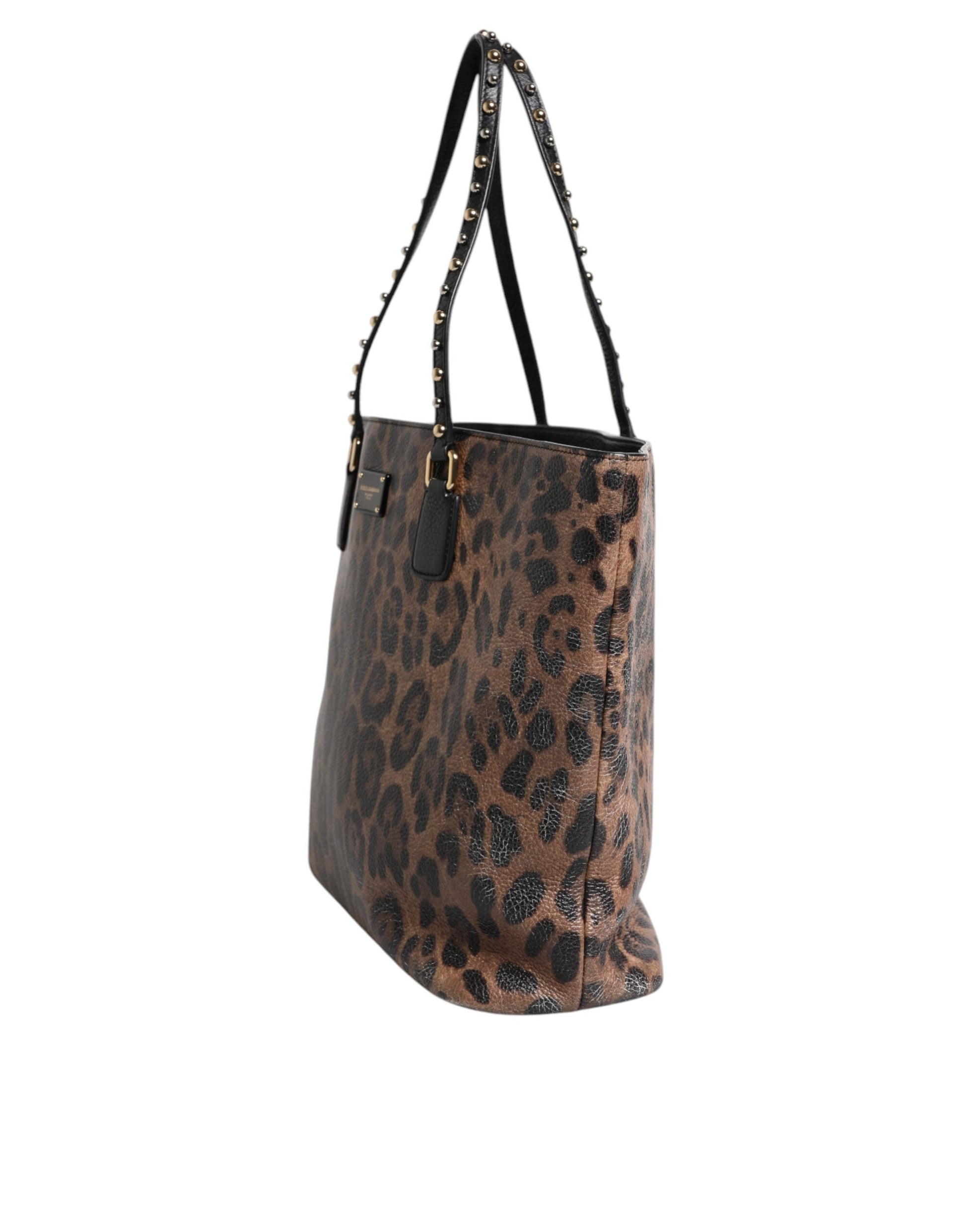 Dolce &amp; Gabbana Schultertasche aus Kalbsleder mit Leopardenmuster in Braun und Schwarz
