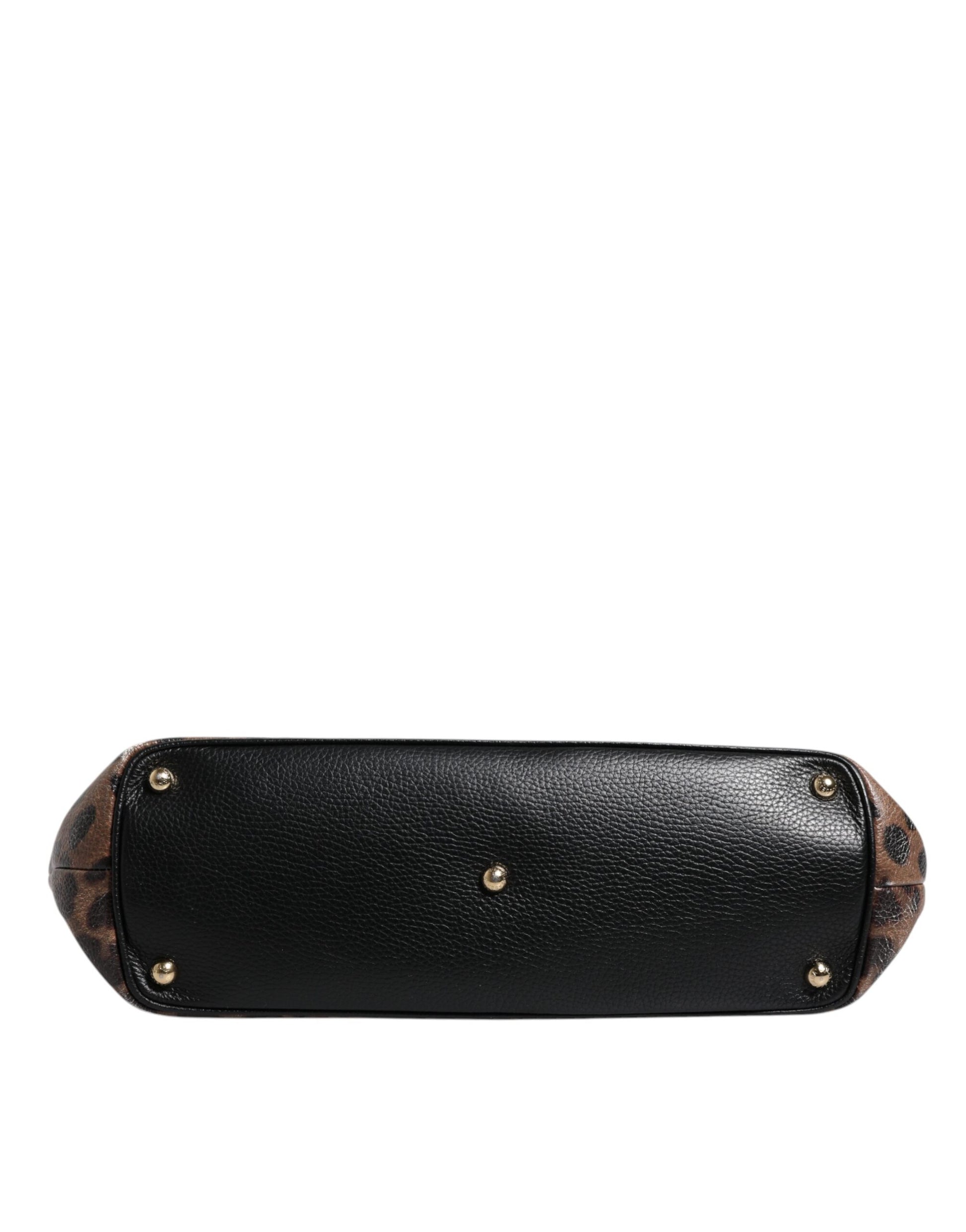 Dolce &amp; Gabbana Schultertasche aus Kalbsleder mit Leopardenmuster in Braun und Schwarz