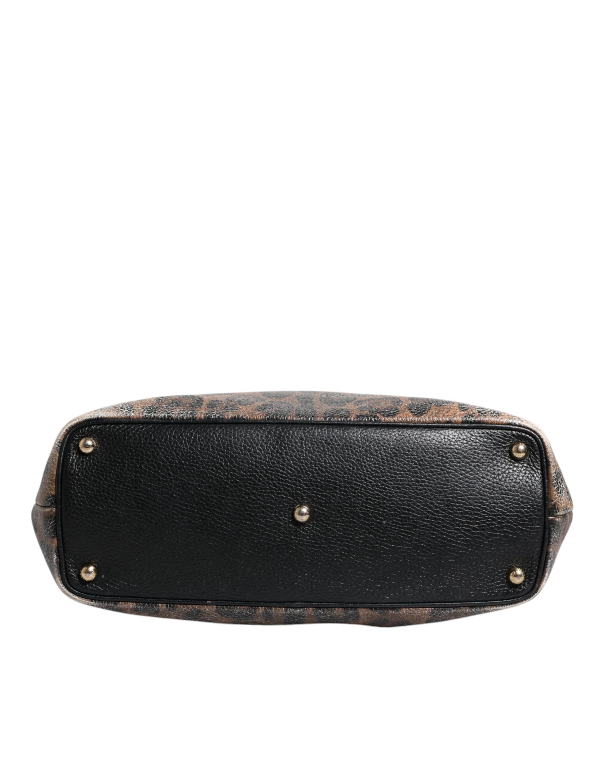 Dolce &amp; Gabbana Schultertasche aus Kalbsleder mit Leopardenmuster in Braun und Schwarz