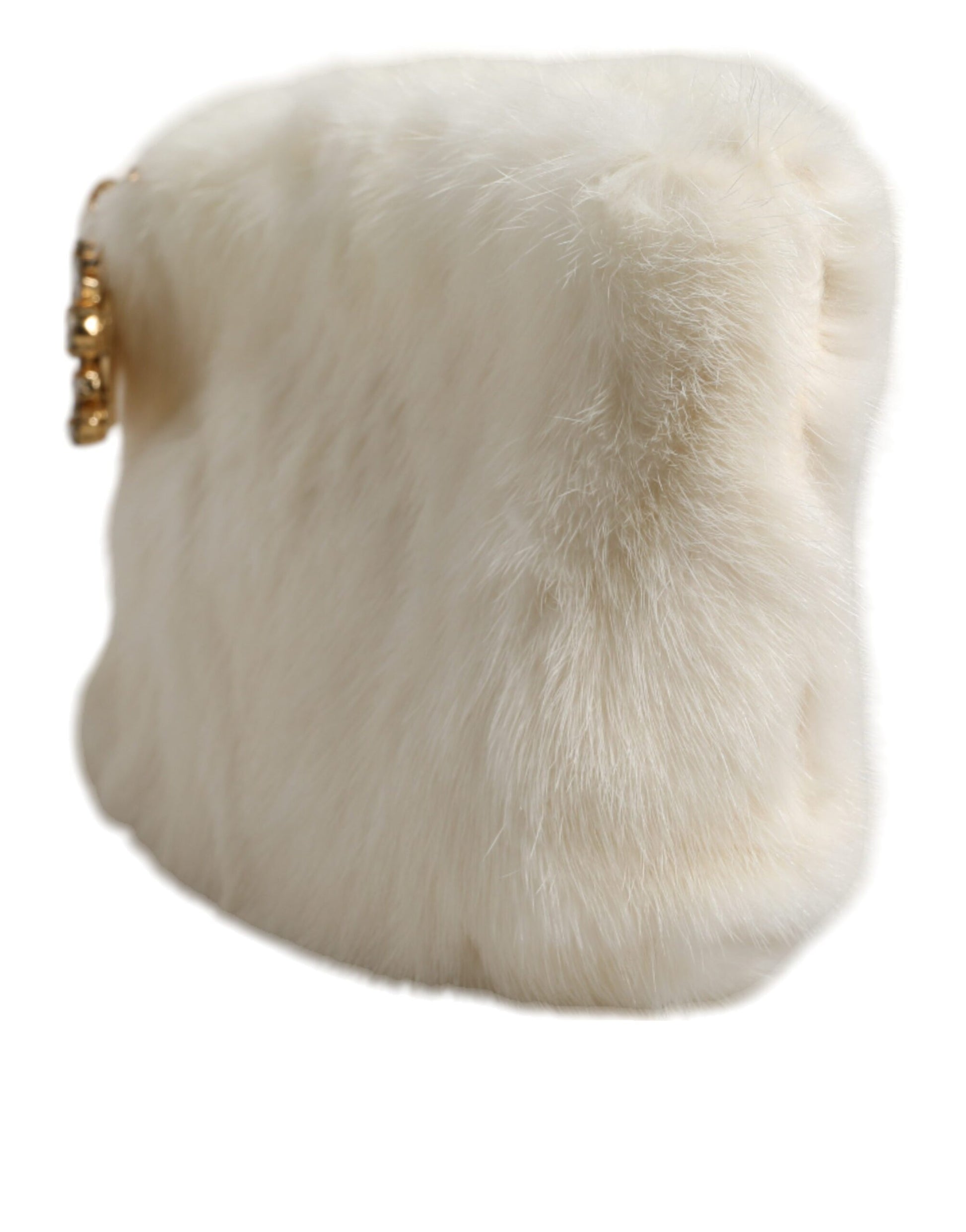 Dolce &amp; Gabbana Weiße Pelzhandtasche Clutch Handtasche Beuteltasche