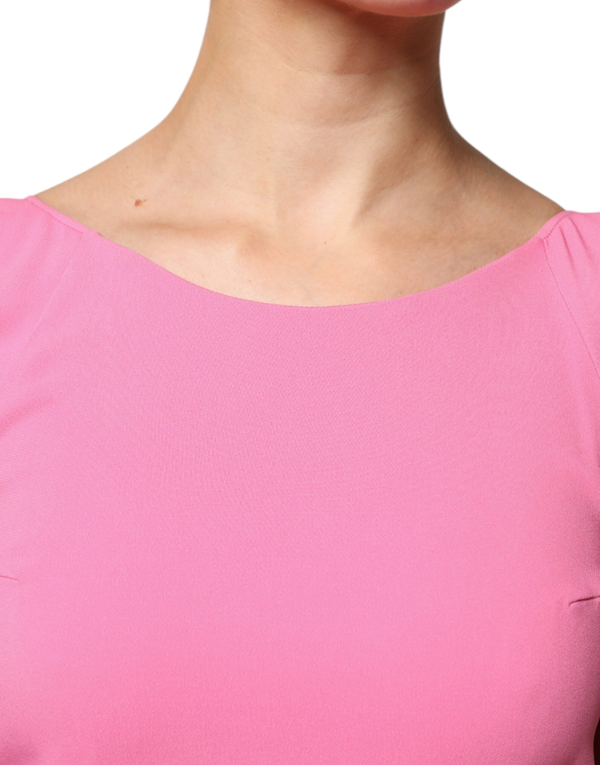Dondup – Rückenfreies Mini-Etuikleid aus Viskose mit kurzen Ärmeln, Rosa