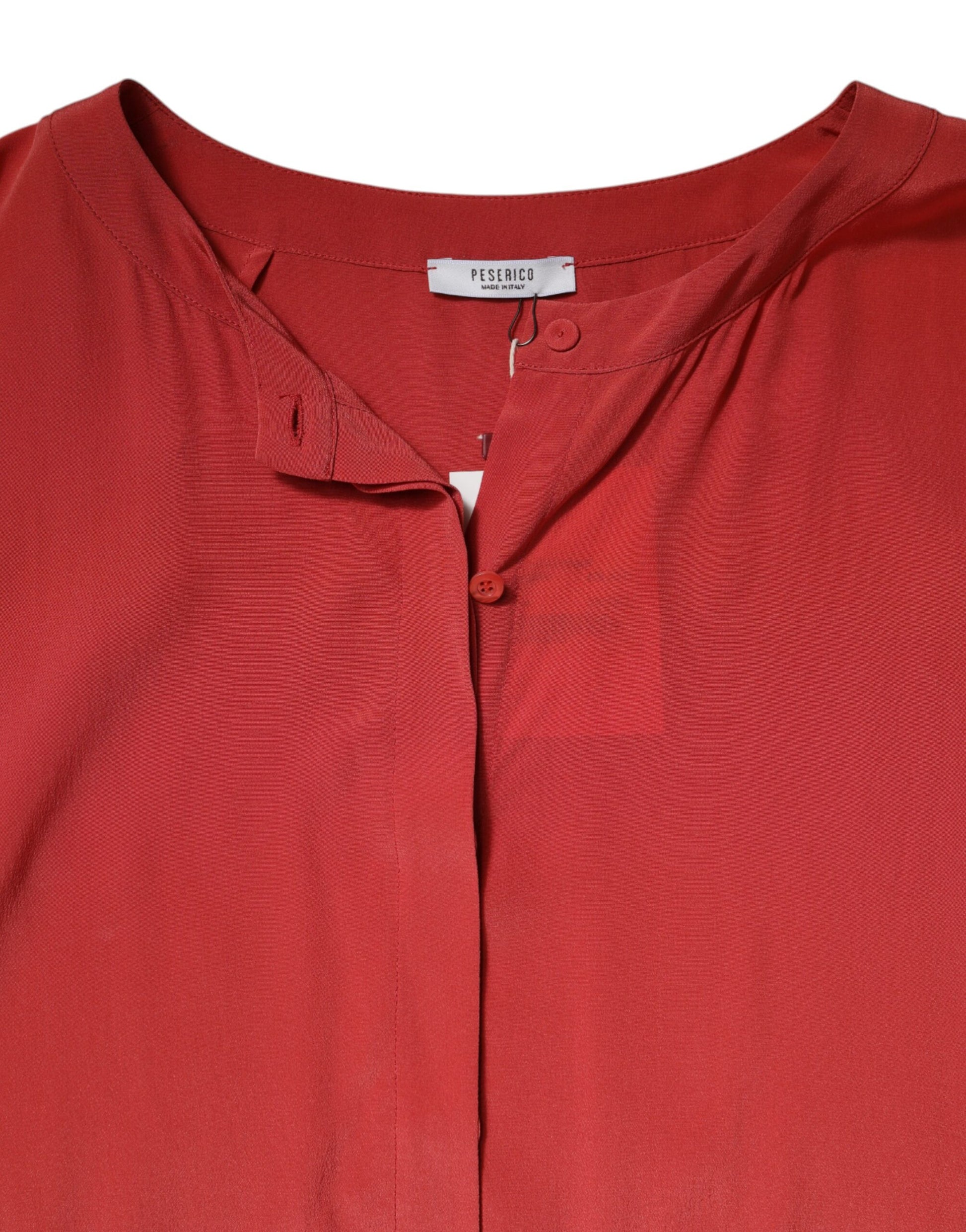 Peserico – Rotes, langärmliges Bleistiftkleid mit Kordelzug in der Taille