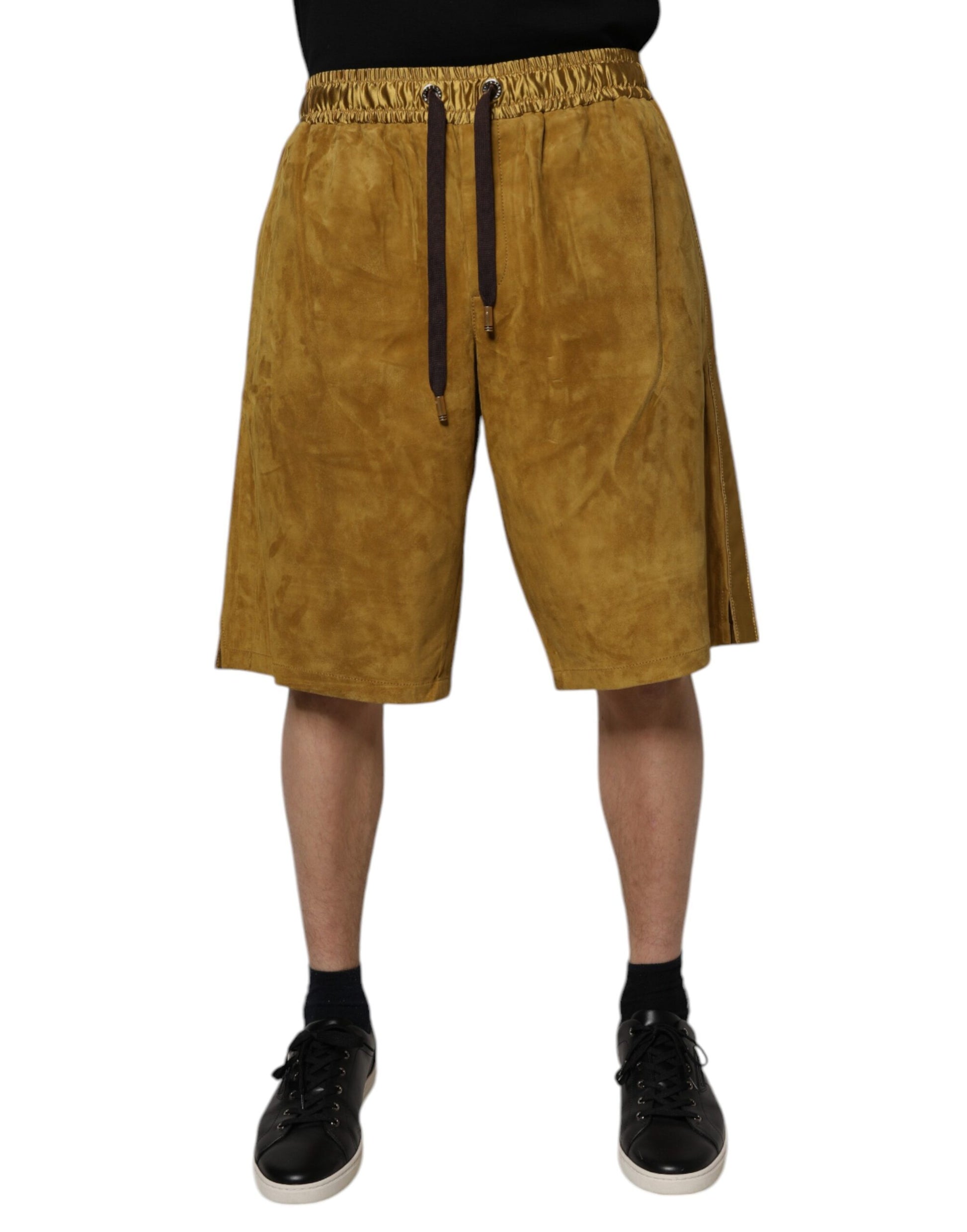 Dolce &amp; Gabbana Braune Bermudashorts aus Lammleder und Wildleder für Herren