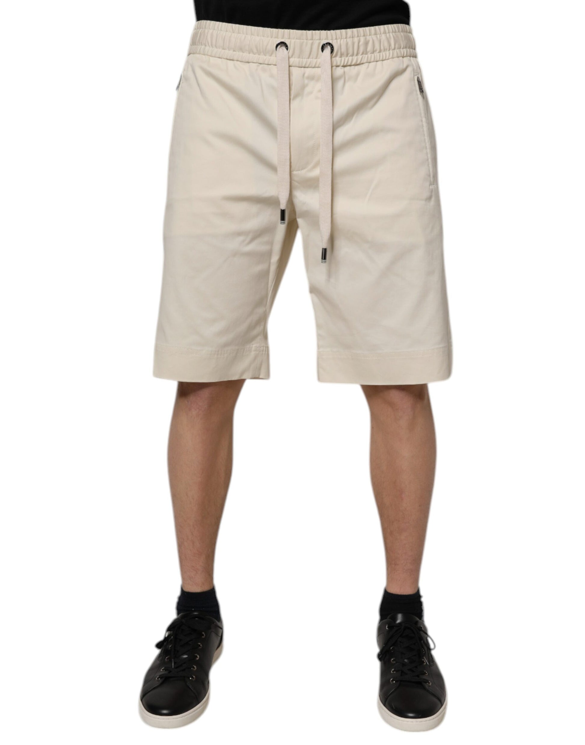Dolce &amp; Gabbana Herren Bermudashorts aus Baumwollstretch in Off-White